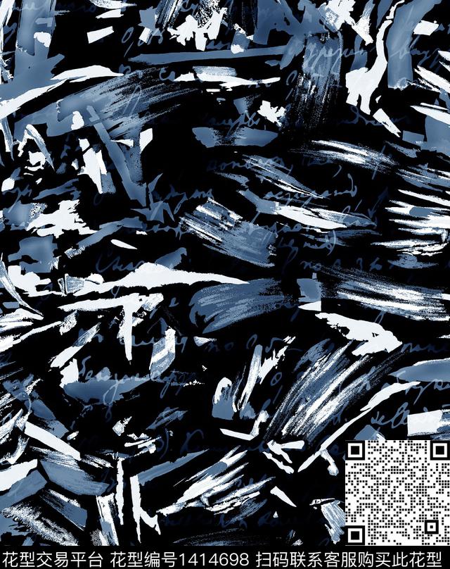 时尚抽象男装大牌风数码印花华亿平台下载（图片编号: 1414698） - 瓦栏（Walan）