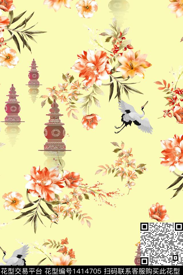 绿植树叶动物花卉数码印花华亿平台下载（图片编号: 1414705） - 瓦栏（Walan）