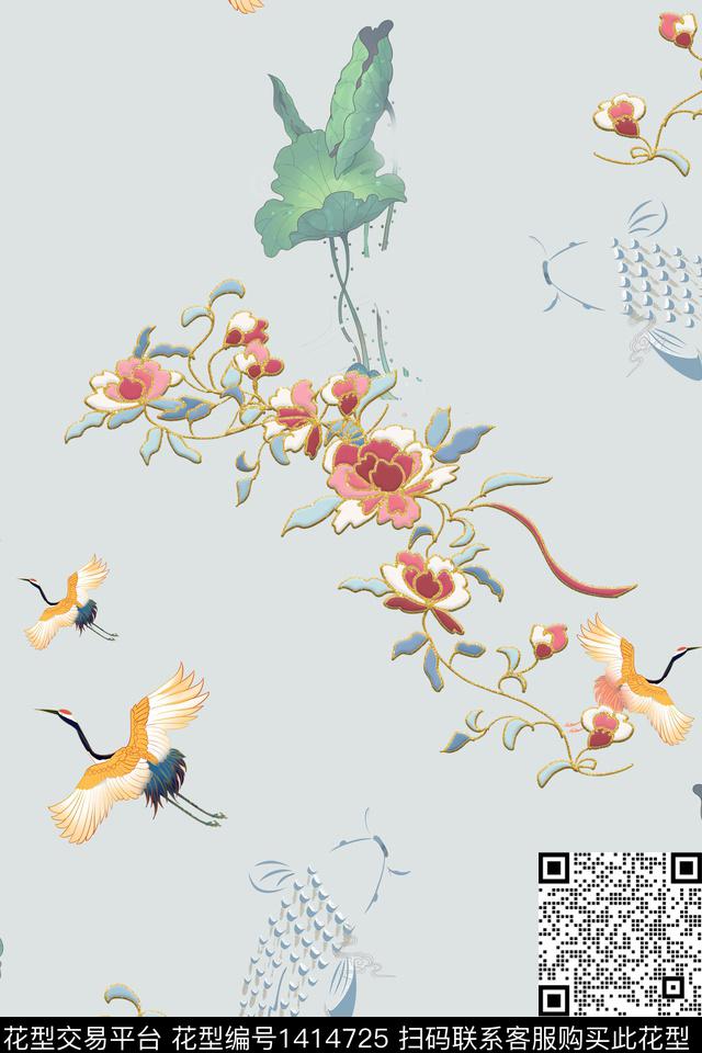 绿植树叶动物花卉数码印花华亿平台下载（图片编号: 1414725） - 瓦栏（Walan）