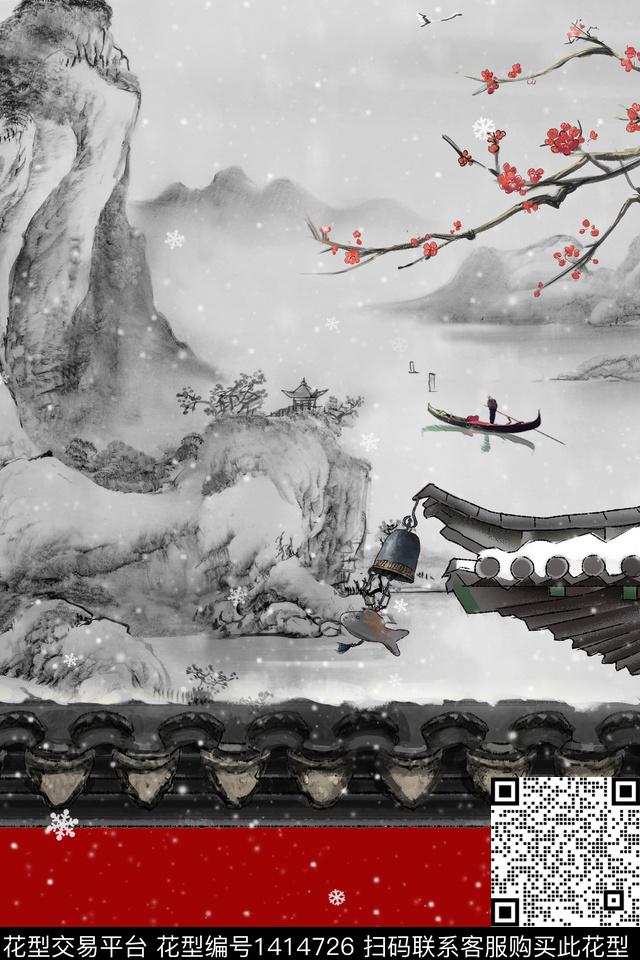 定位花卡通中国风数码印花华亿平台下载（图片编号: 1414726） - 瓦栏（Walan）