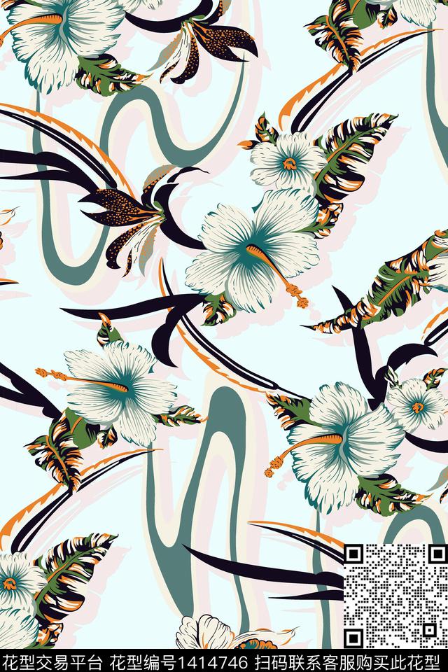 绿植树叶动物花卉数码印花华亿平台下载（图片编号: 1414746） - 瓦栏（Walan）