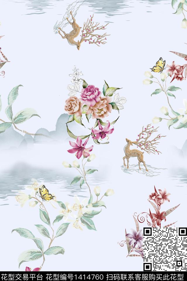 绿植树叶动物花卉数码印花华亿平台下载（图片编号: 1414760） - 瓦栏（Walan）