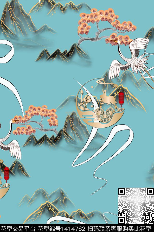 旗袍卡通中国风数码印花华亿平台下载（图片编号: 1414762） - 瓦栏（Walan）