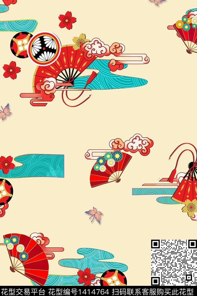 旗袍卡通中国风数码印花华亿平台下载（图片编号: 1414764） - 瓦栏（Walan）