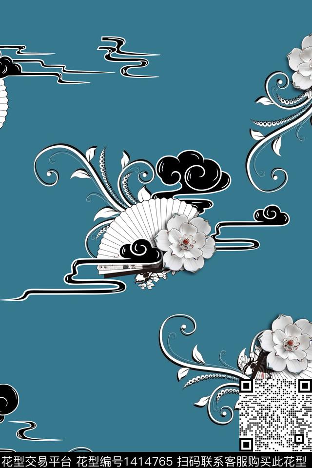 旗袍卡通中国风数码印花华亿平台下载（图片编号: 1414765） - 瓦栏（Walan）