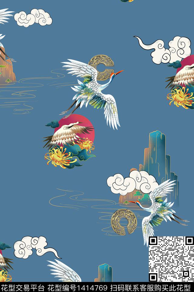 旗袍卡通中国风数码印花华亿平台下载（图片编号: 1414769） - 瓦栏（Walan）