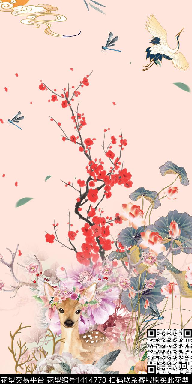 定位花绿植树叶动物数码印花华亿平台下载（图片编号: 1414773） - 瓦栏（Walan）