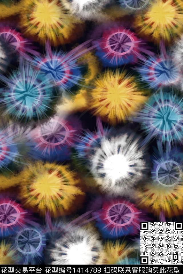 几何抽象真丝数码印花华亿平台下载（图片编号: 1414789） - 瓦栏（Walan）