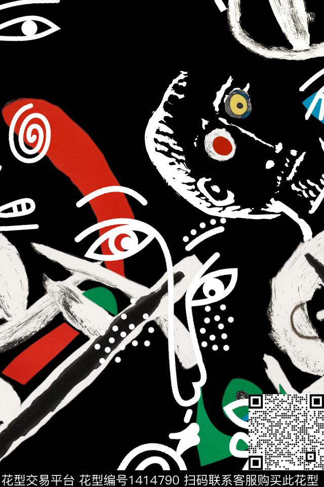 几何抽象卡通数码印花华亿平台下载（图片编号: 1414790） - 瓦栏（Walan）