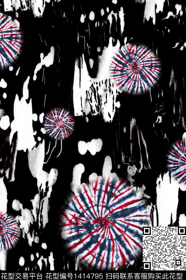 几何抽象卡通数码印花华亿平台下载（图片编号: 1414795） - 瓦栏（Walan）