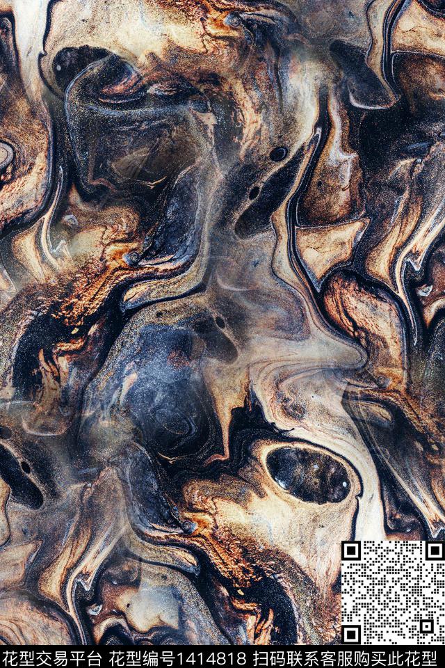 肌理抽象真丝数码印花华亿平台下载（图片编号: 1414818） - 瓦栏（Walan）