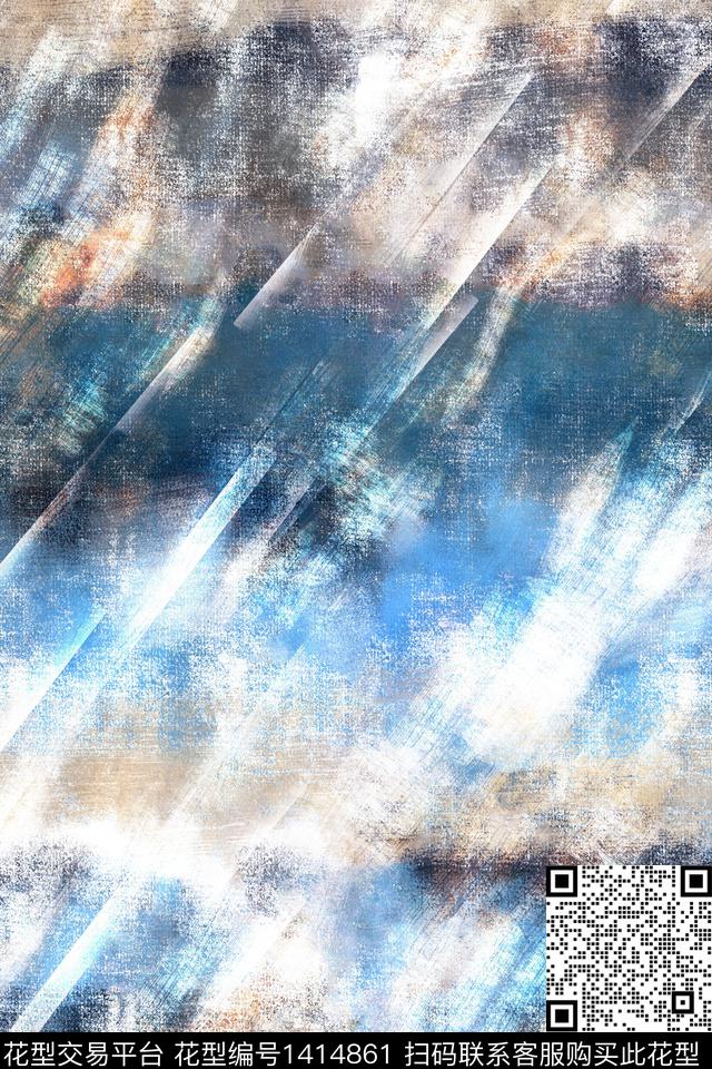 肌理扎染华亿平台抽象花卉数码印花华亿平台下载（图片编号: 1414861） - 瓦栏（Walan）