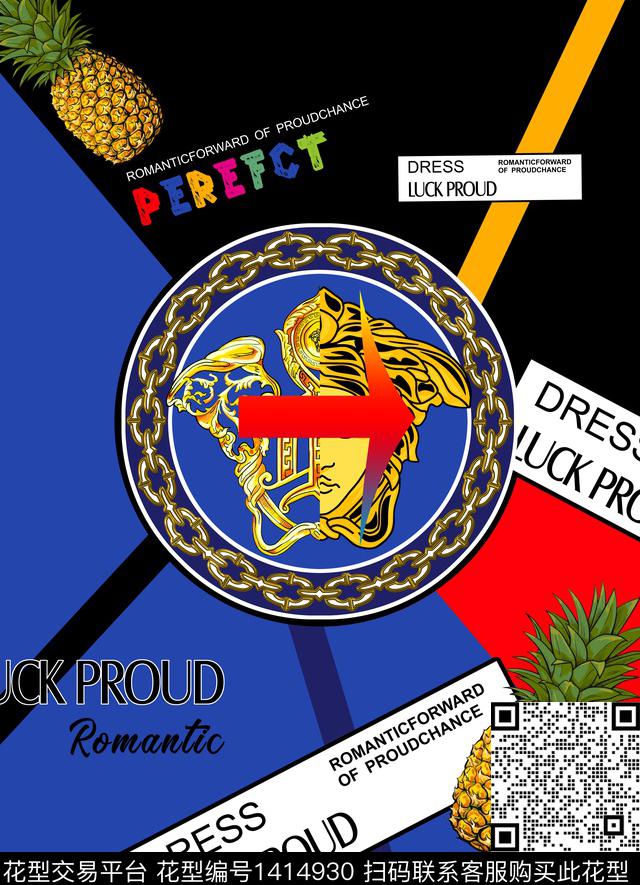 定位花文艺字母数码印花华亿平台下载（图片编号: 1414930） - 瓦栏（Walan）