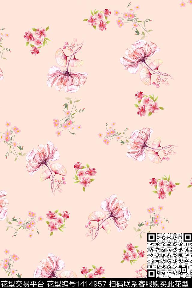 连衣裙花卉小碎花传统印花华亿平台下载（图片编号: 1414957） - 瓦栏（Walan）