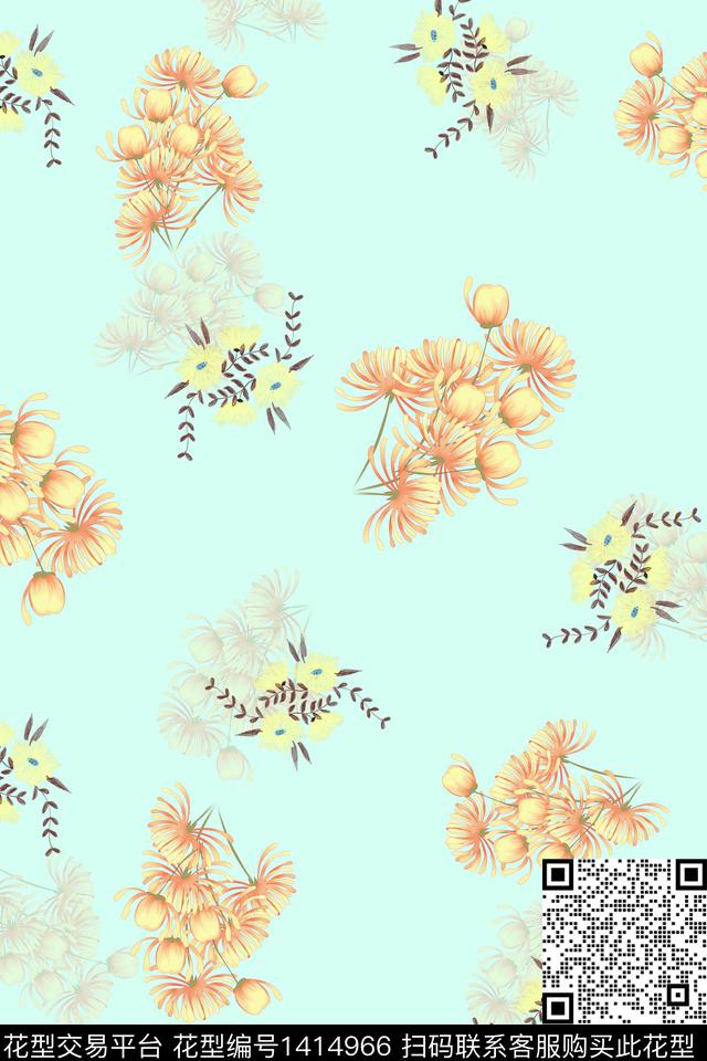 连衣裙花卉小碎花传统印花华亿平台下载（图片编号: 1414966） - 瓦栏（Walan）