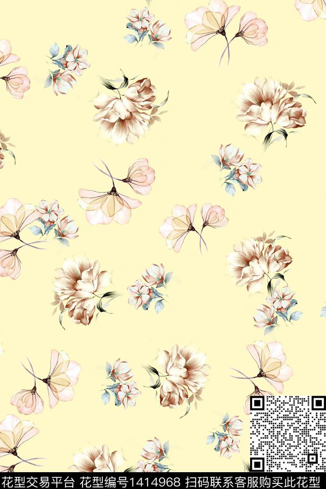 连衣裙花卉小碎花传统印花华亿平台下载（图片编号: 1414968） - 瓦栏（Walan）