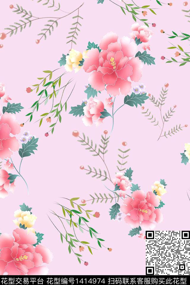 连衣裙花卉小碎花传统印花华亿平台下载（图片编号: 1414974） - 瓦栏（Walan）