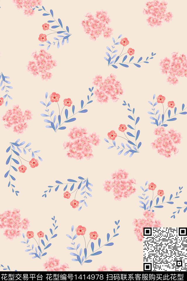 连衣裙花卉小碎花传统印花华亿平台下载（图片编号: 1414978） - 瓦栏（Walan）