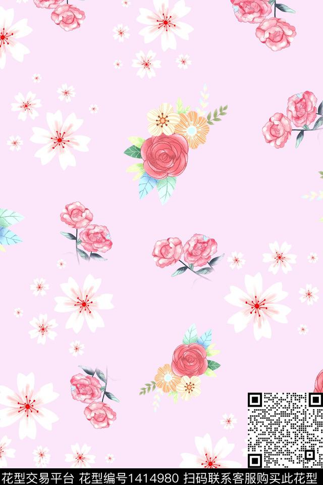 连衣裙花卉小碎花传统印花华亿平台下载（图片编号: 1414980） - 瓦栏（Walan）