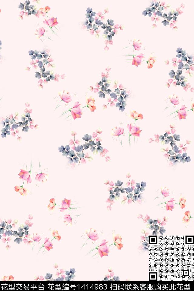 连衣裙花卉小碎花传统印花华亿平台下载（图片编号: 1414983） - 瓦栏（Walan）