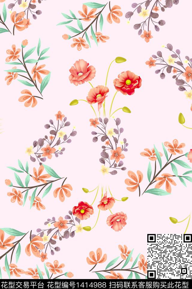 连衣裙花卉小碎花传统印花华亿平台下载（图片编号: 1414988） - 瓦栏（Walan）