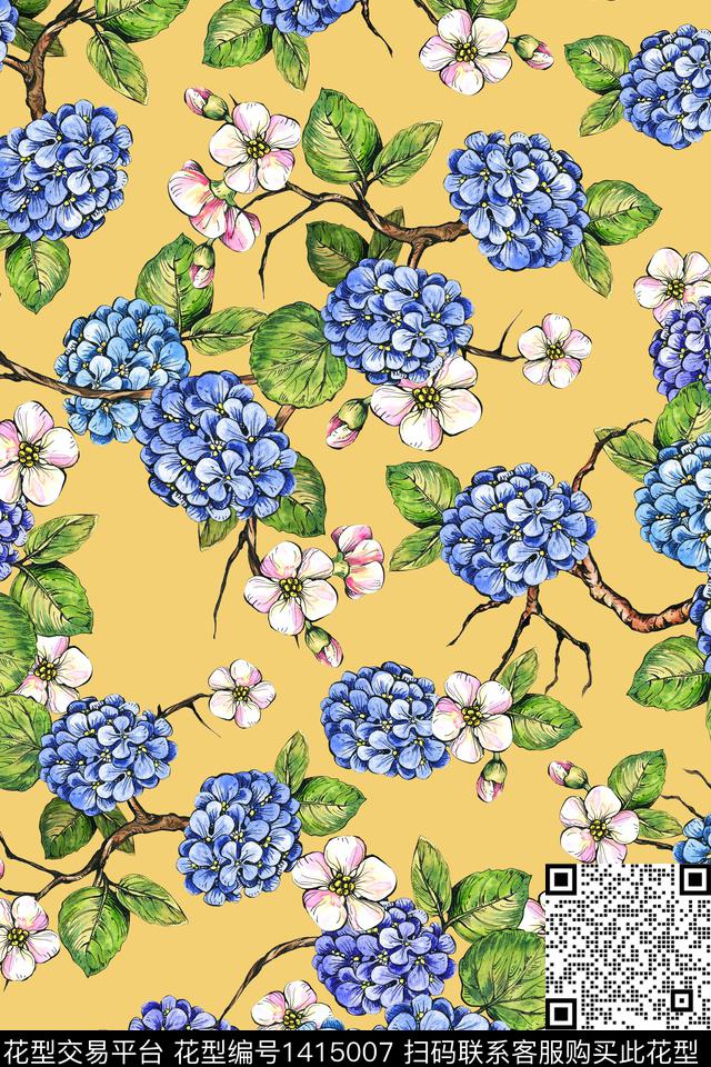 清爽底花卉花卉小碎花数码印花华亿平台下载（图片编号: 1415007） - 瓦栏（Walan）