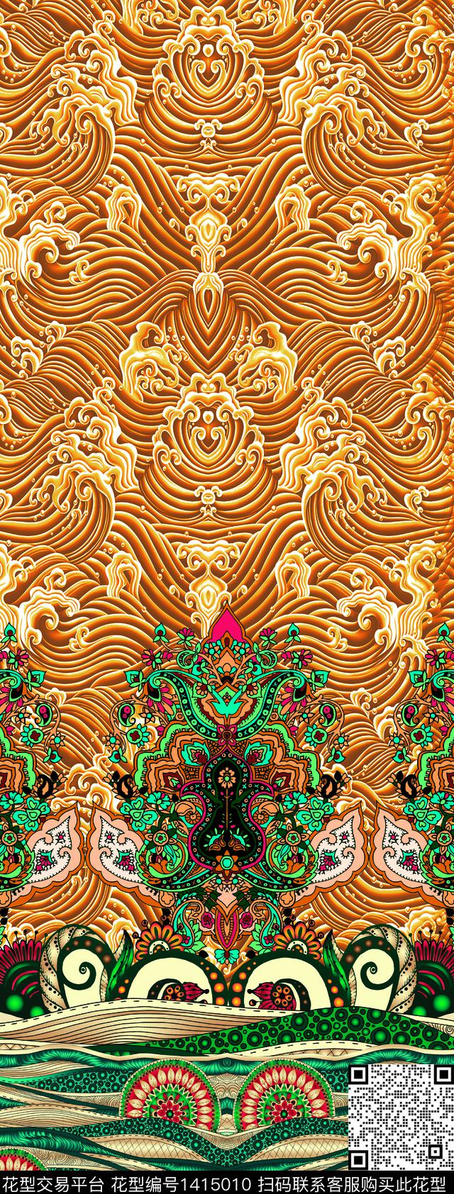 几何定位花女装定位花数码印花华亿平台下载（图片编号: 1415010） - 瓦栏（Walan）
