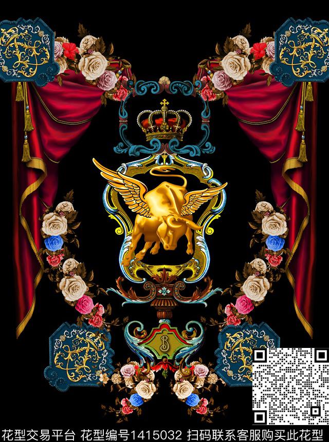 定位花文艺字母数码印花华亿平台下载（图片编号: 1415032） - 瓦栏（Walan）