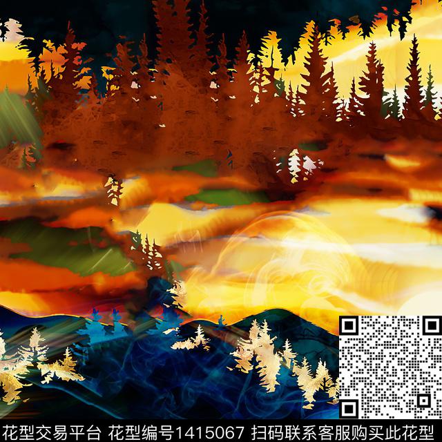 定位花扎染华亿平台风景定位数码印花华亿平台下载（图片编号: 1415067） - 瓦栏（Walan）