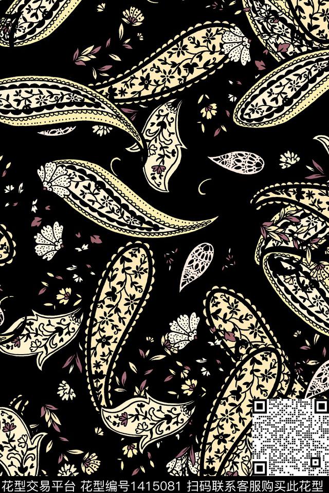 佩斯利大牌风休闲数码印花华亿平台下载（图片编号: 1415081） - 瓦栏（Walan）