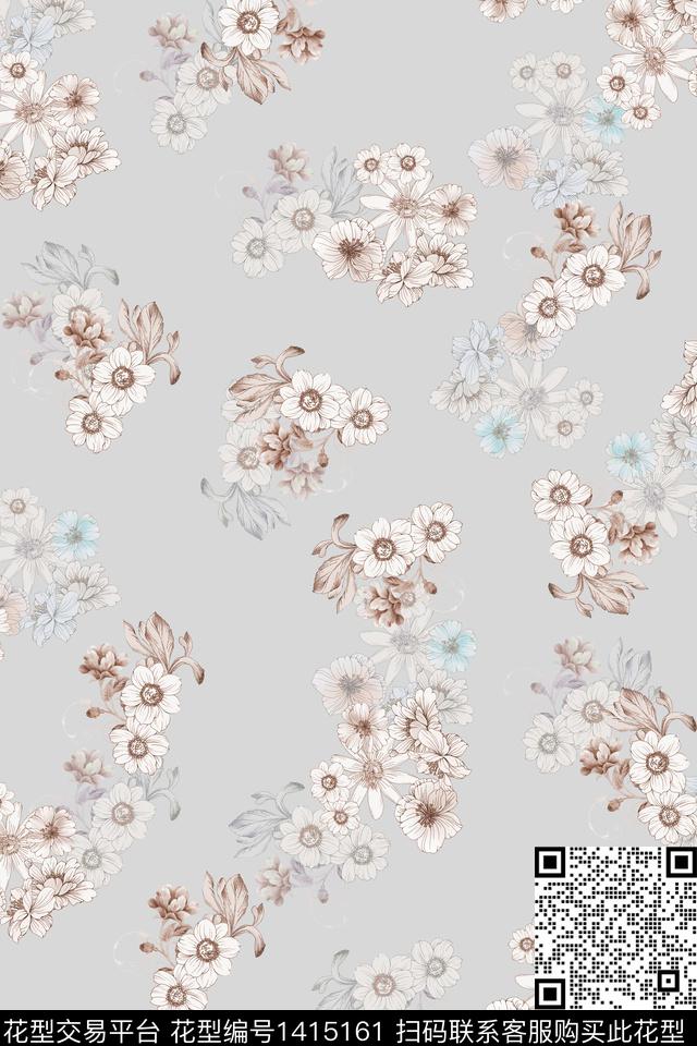 清爽底花卉花卉小清新数码印花华亿平台下载（图片编号: 1415161） - 瓦栏（Walan）