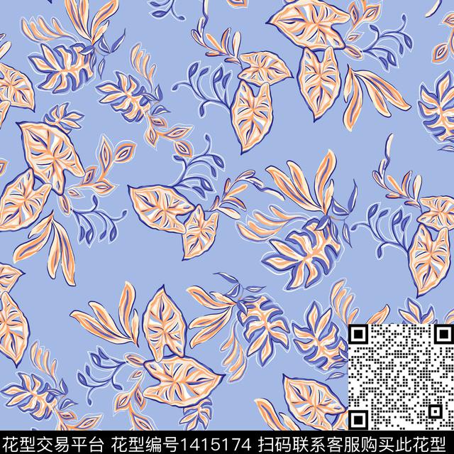 小碎花日韩风鸟数码印花华亿平台下载（图片编号: 1415174） - 瓦栏（Walan）