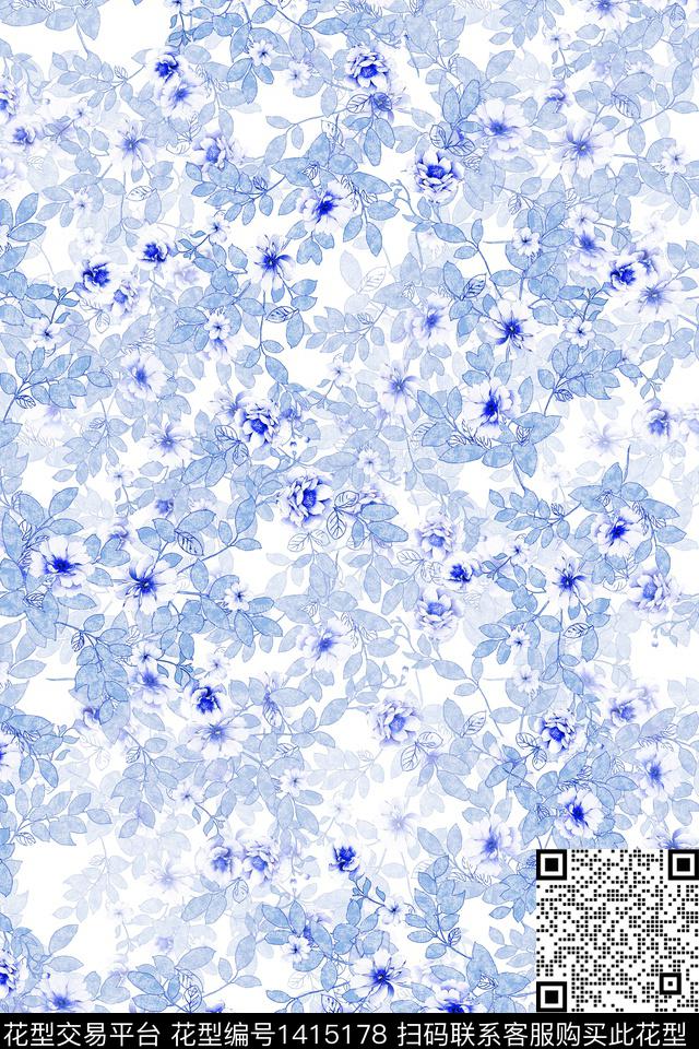 肌理花卉大牌风数码印花华亿平台下载（图片编号: 1415178） - 瓦栏（Walan）