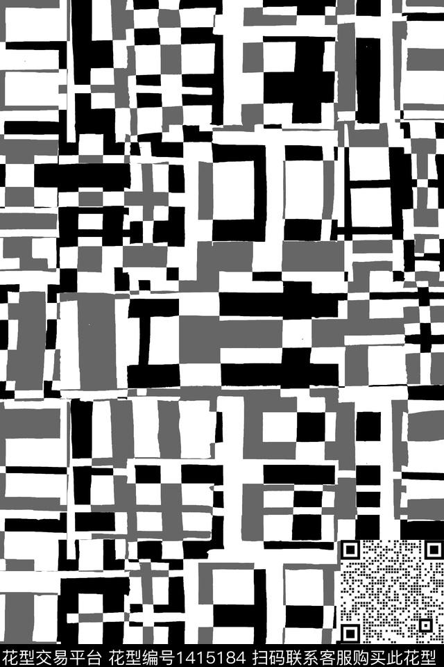 几何黑白华亿平台格子传统印花华亿平台下载（图片编号: 1415184） - 瓦栏（Walan）
