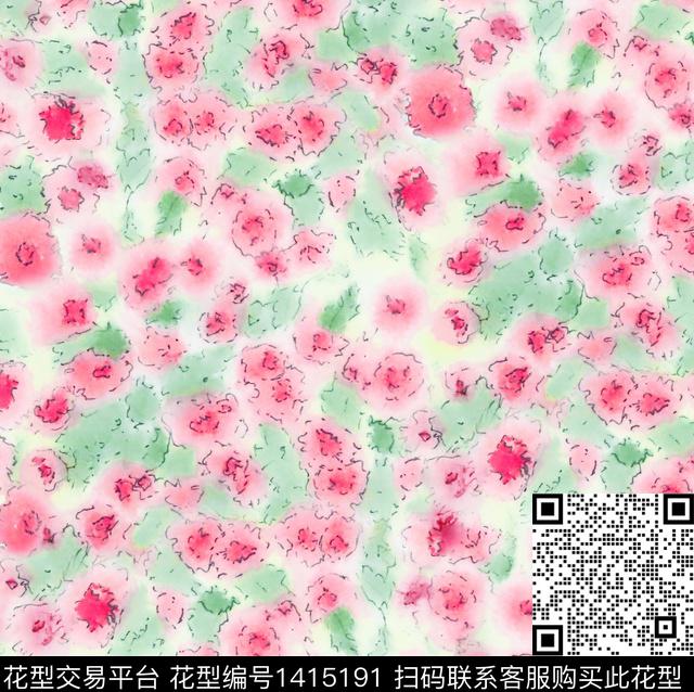 小碎花日韩风鸟数码印花华亿平台下载（图片编号: 1415191） - 瓦栏（Walan）