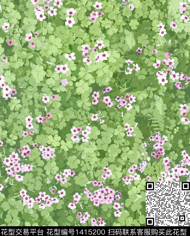 小碎花日韩风鸟数码印花华亿平台下载（图片编号: 1415200） - 瓦栏（Walan）