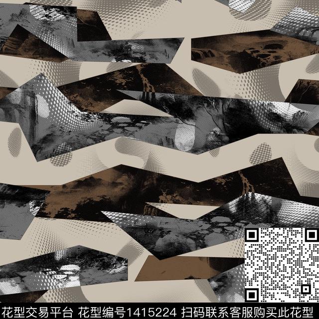 纸印花几何大牌风传统印花华亿平台下载（图片编号: 1415224） - 瓦栏（Walan）