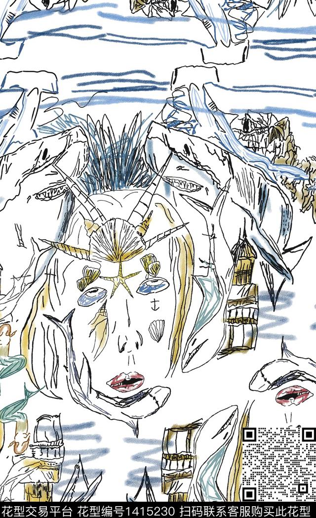 大牌风潮牌抽象数码印花华亿平台下载（图片编号: 1415230） - 瓦栏（Walan）