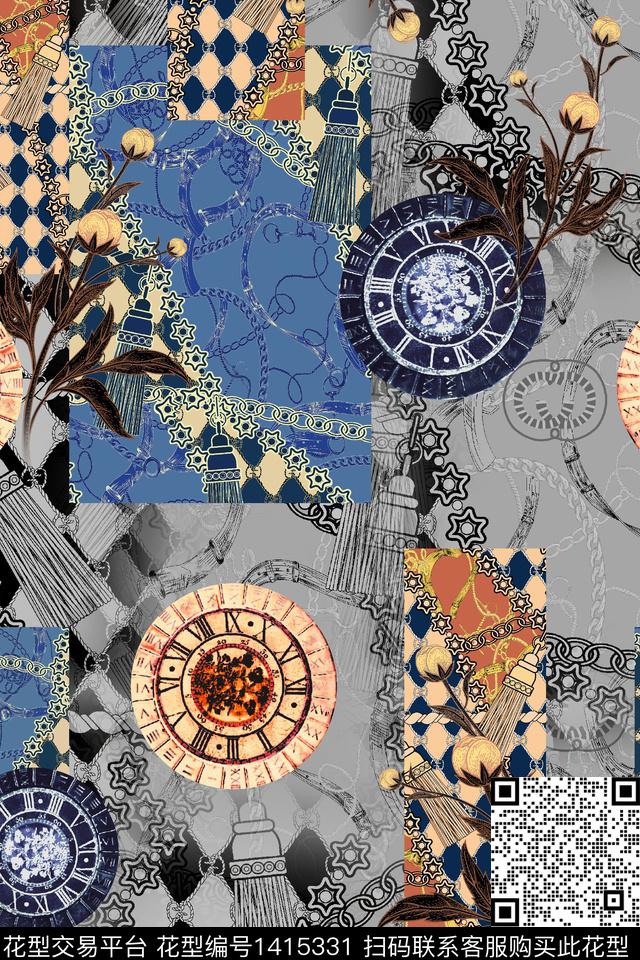 几何连衣裙大牌风数码印花华亿平台下载（图片编号: 1415331） - 瓦栏（Walan）