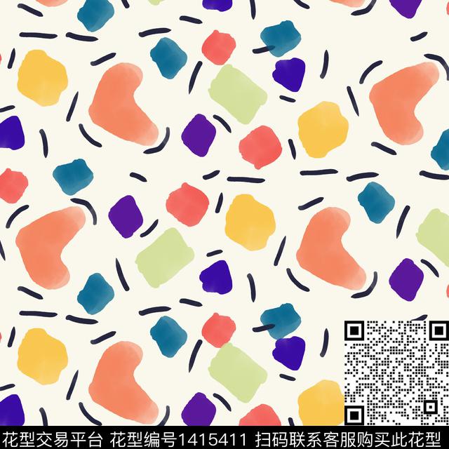 水彩格子扎染华亿平台数码印花华亿平台下载（图片编号: 1415411） - 瓦栏（Walan）