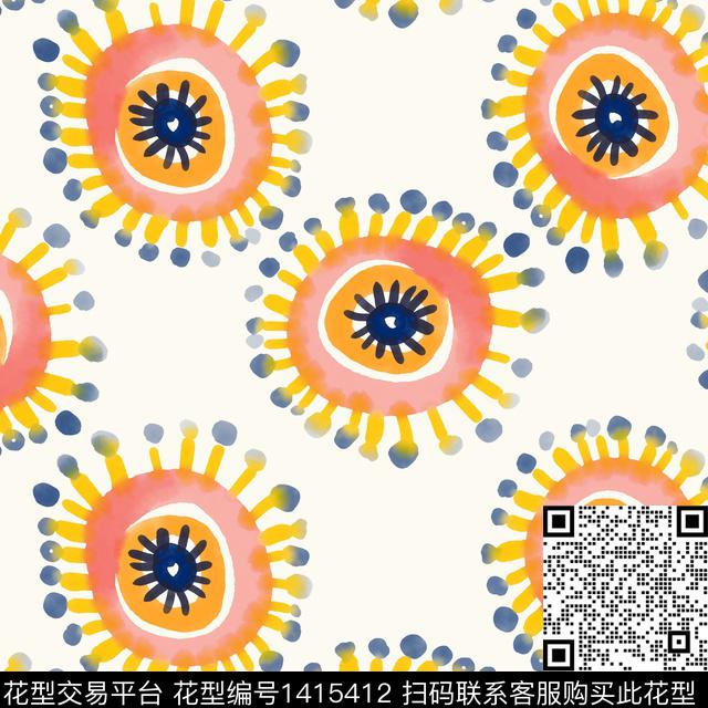 几何水彩扎染华亿平台数码印花华亿平台下载（图片编号: 1415412） - 瓦栏（Walan）