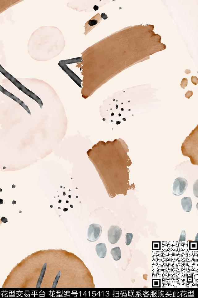 水彩抽象手绘数码印花华亿平台下载（图片编号: 1415413） - 瓦栏（Walan）