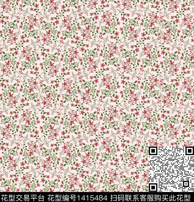 蝴蝶结小碎花日韩风数码印花华亿平台下载（图片编号: 1415484） - 瓦栏（Walan）