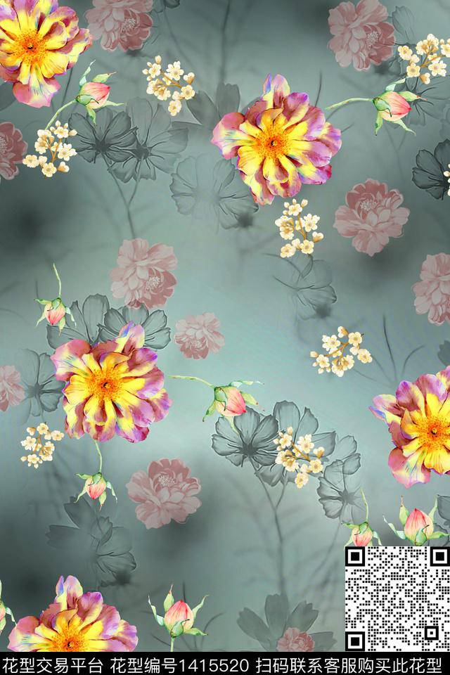 女装花卉小碎花数码印花华亿平台下载（图片编号: 1415520） - 瓦栏（Walan）
