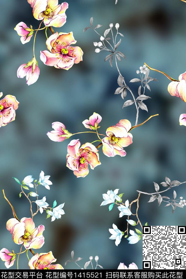 女装花卉小碎花数码印花华亿平台下载（图片编号: 1415521） - 瓦栏（Walan）