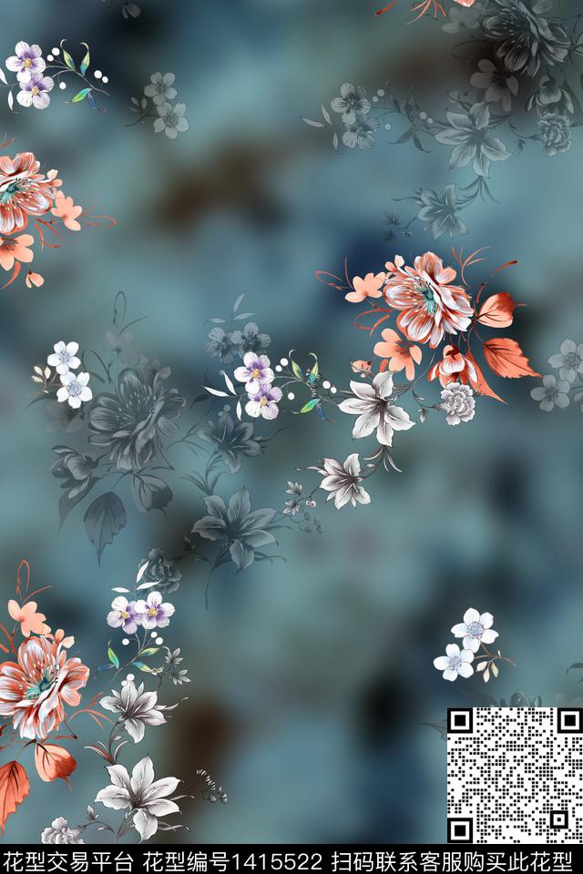 女装花卉小碎花数码印花华亿平台下载（图片编号: 1415522） - 瓦栏（Walan）