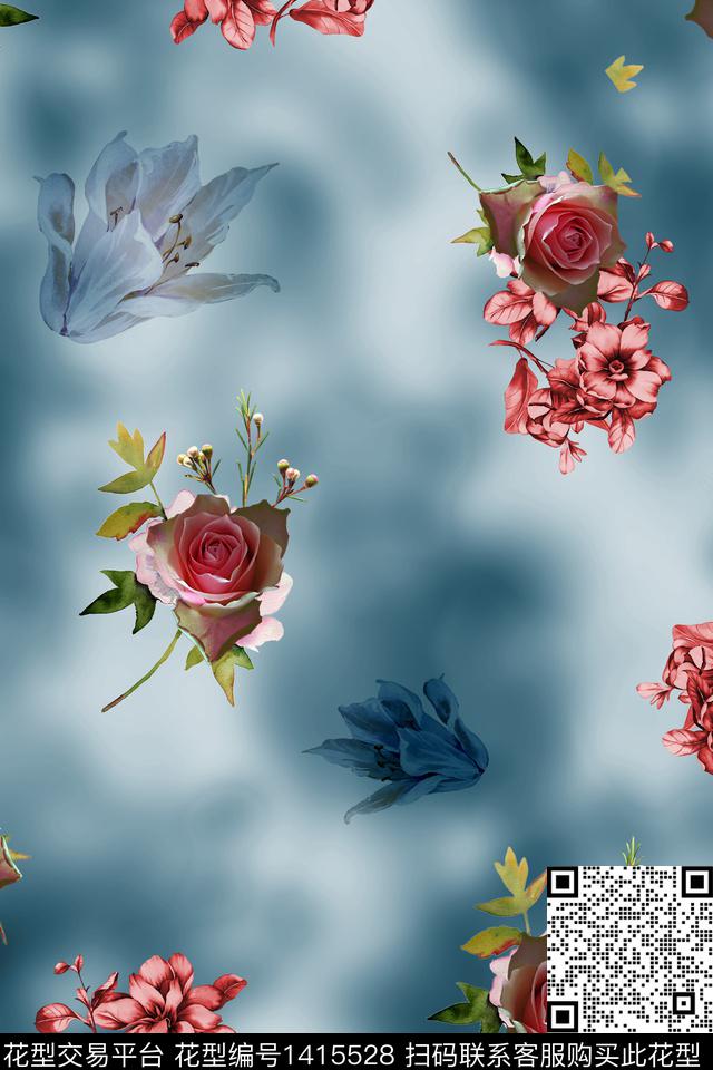 女装花卉小碎花数码印花华亿平台下载（图片编号: 1415528） - 瓦栏（Walan）