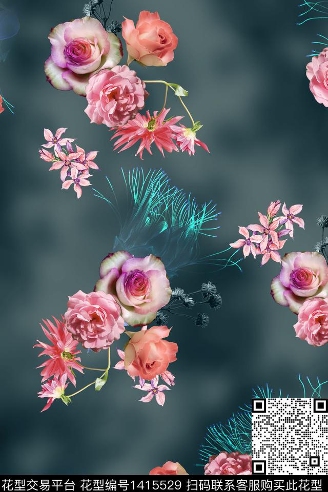 女装花卉小碎花数码印花华亿平台下载（图片编号: 1415529） - 瓦栏（Walan）