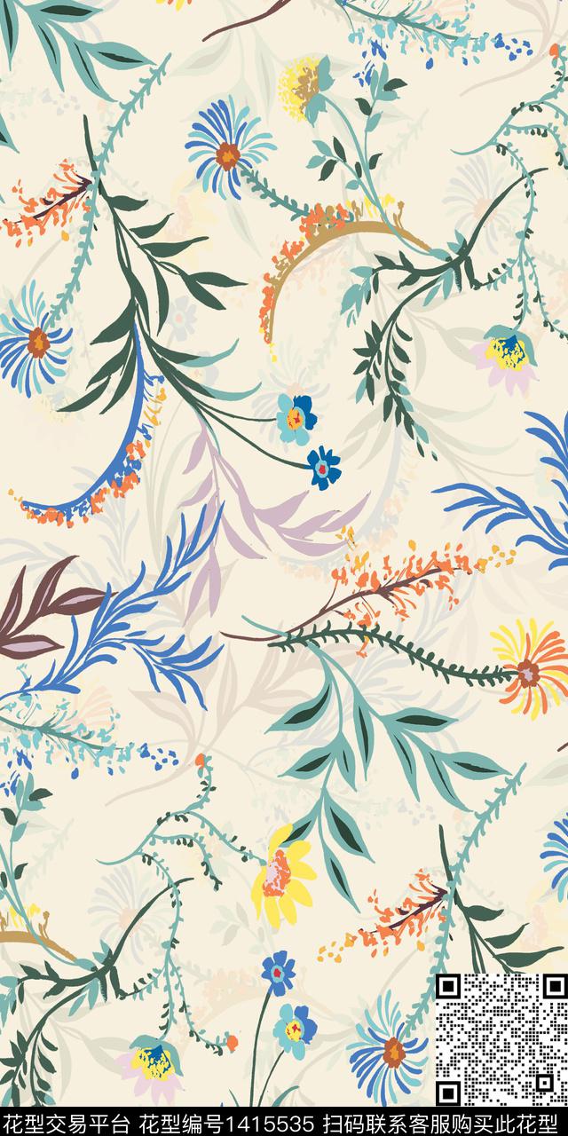 女装花卉数码印花华亿平台下载（图片编号: 1415535） - 瓦栏（Walan）