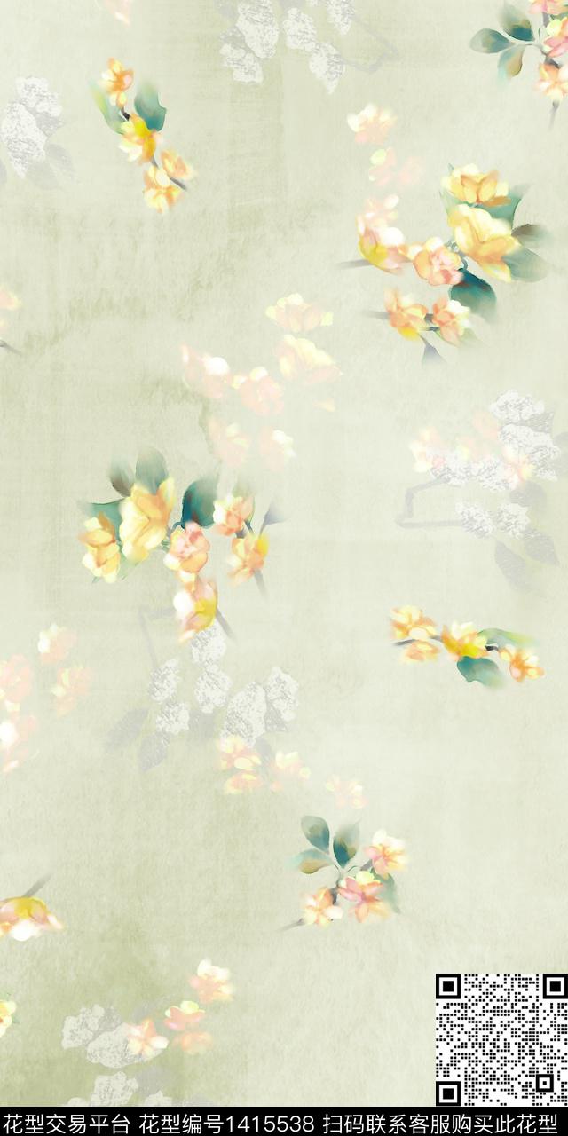 女装花卉数码印花华亿平台下载（图片编号: 1415538） - 瓦栏（Walan）